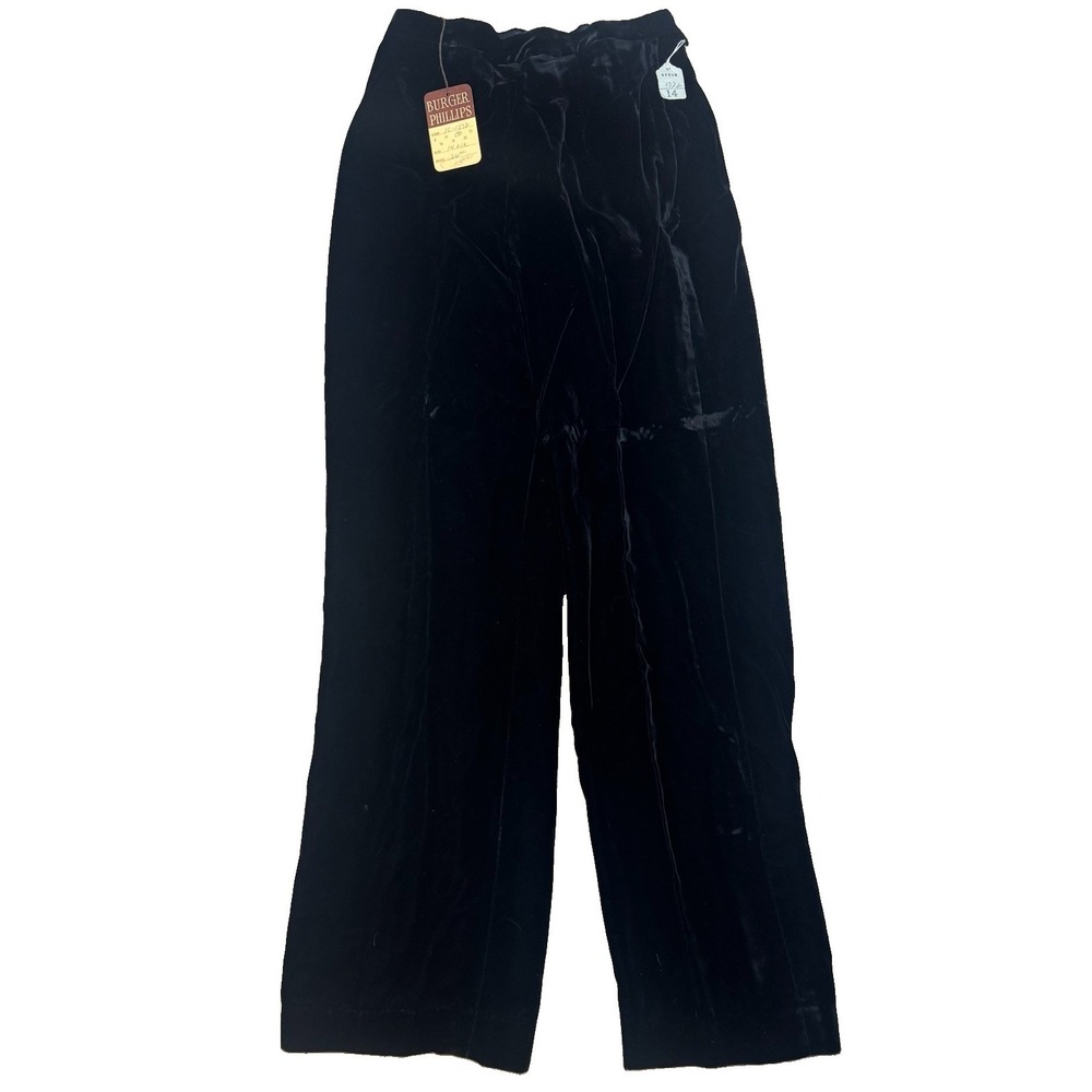 VTG Malbe Original Black Velvet Palazzo Pants Size 14 With Original Tag 60s-70s